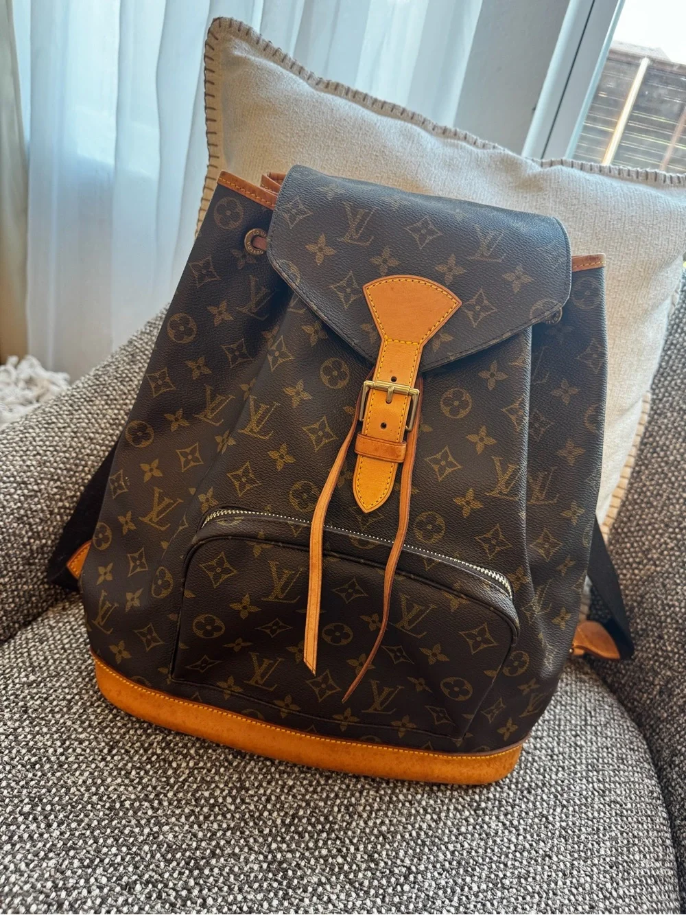 Louis Vuitton Monogram Canvas Backpack in Brown and Tan